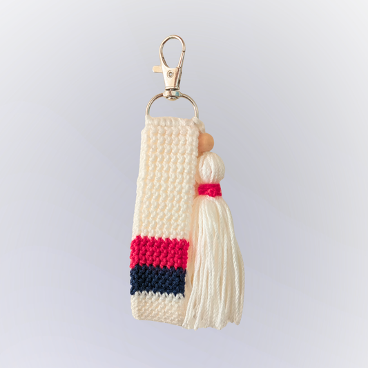 Porta-Chaves Croché BRANCO com 2 Listas