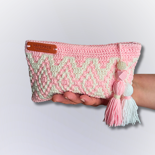 BOLSA Rosa e Branco com Losangos