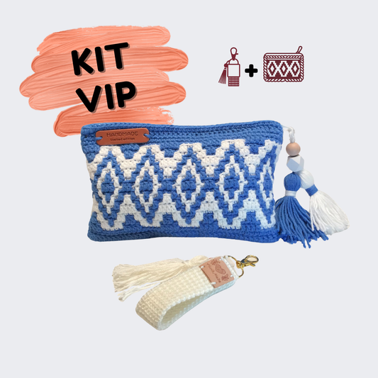 KIT VIP (Bolsa + Porta-Chaves) - AZUL e BRANCO