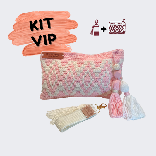 KIT VIP (Bolsa + Porta-Chaves) - ROSA e BRANCO