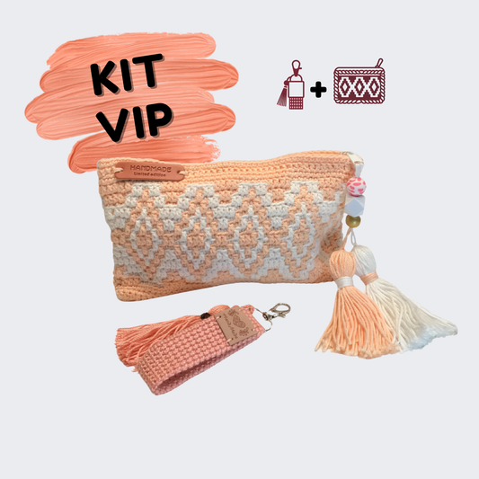 KIT VIP (Bolsa + Porta-Chaves) - SALMÃO e BRANCO