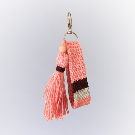 Porta-Chaves Croché SALMÃO com 2 Listas