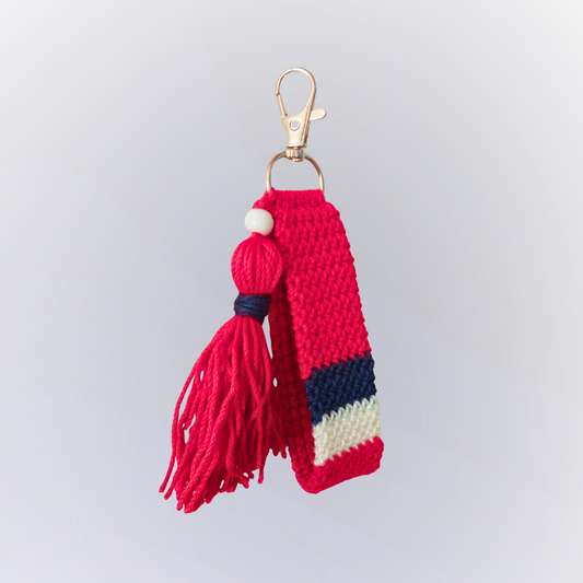 Porta-Chaves Croché VERMELHO com 2 Listas