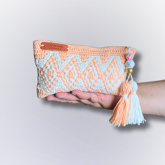 BOLSA Salmão e Branco Losangos