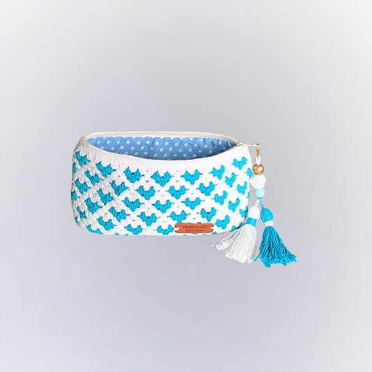 BOLSA Azul Turquesa com Corações