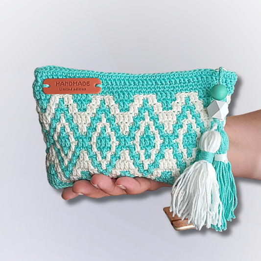 BOLSA Verde e Branco com Losango