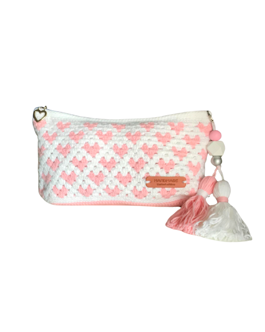 BOLSA Branca com Corações Rosa